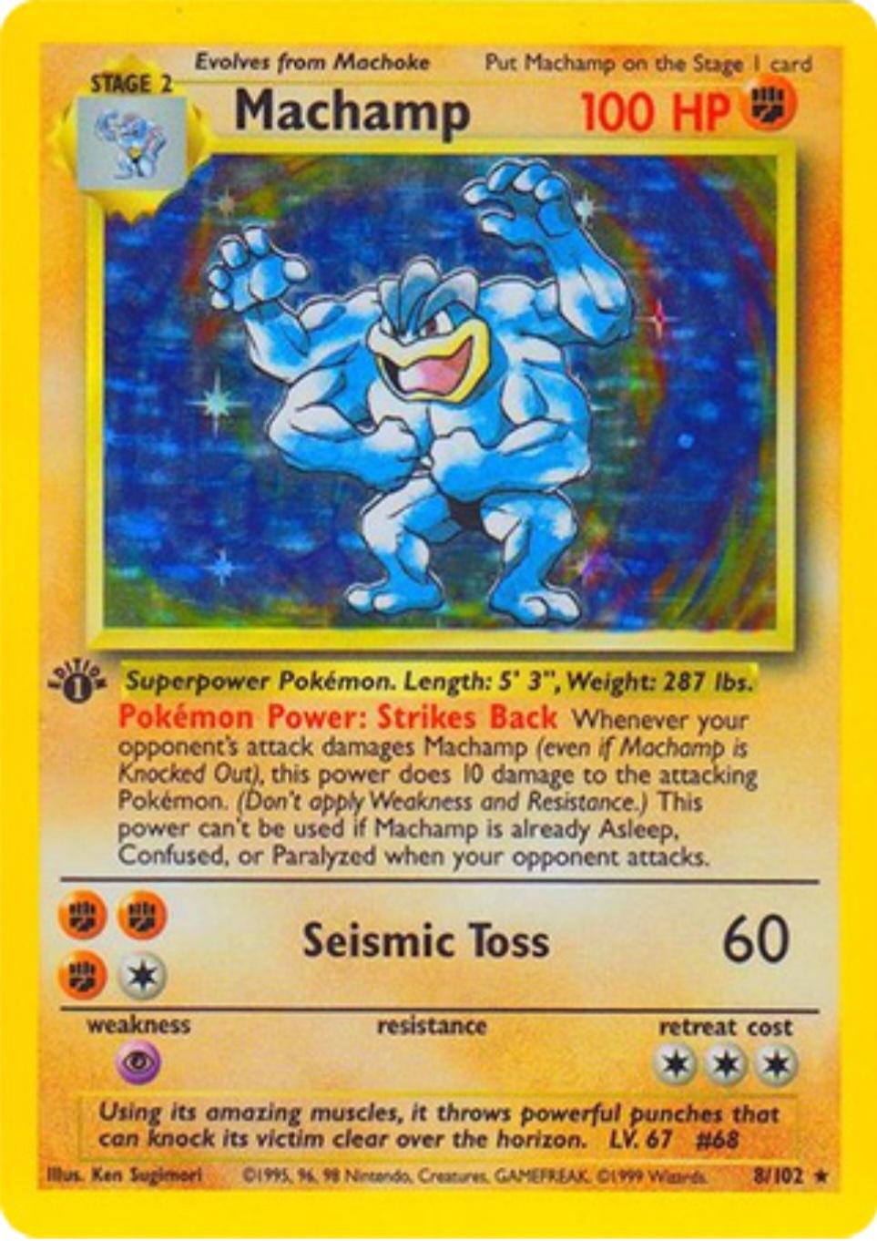 Machamp #8 Pokemon Base Set 1st Edition