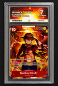 One Piece Card Game ST10-006 Monkey.D.Luffy SR, The Three Captains, ACE 7 Near Mint graded slab, cert 882633
