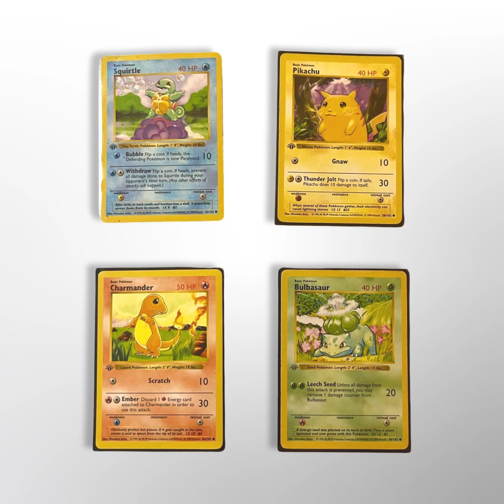 1st Edition Kanto Base Starters Set (Shadowless) 1999 MP-DMG