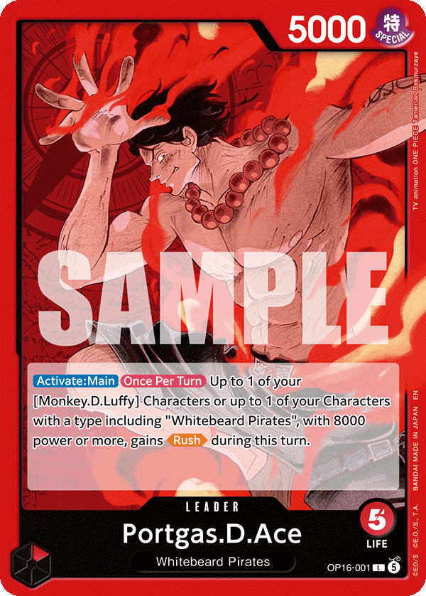 One Piece OP16-001 Portgas.D.Ace Leader Alt Art English