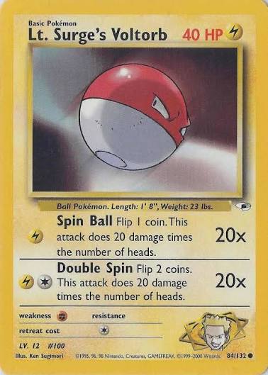 Gym Heroes #84 — Lt. Surge's Voltorb (Common)