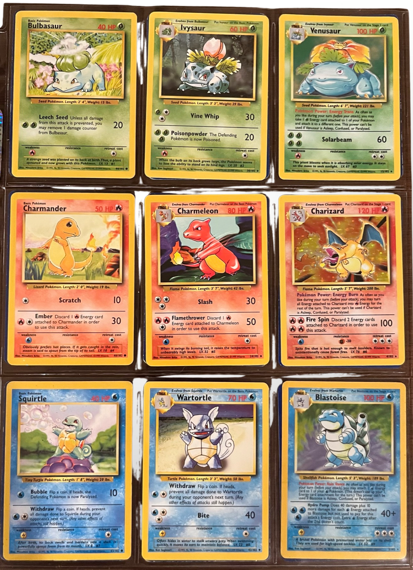 Original 151 Complete Set 1999 - binder page with holofoil cards